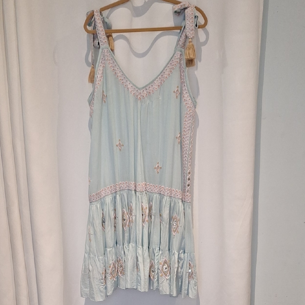 Pranella Embellished Embroidered Powder Blue Dress Size M/L